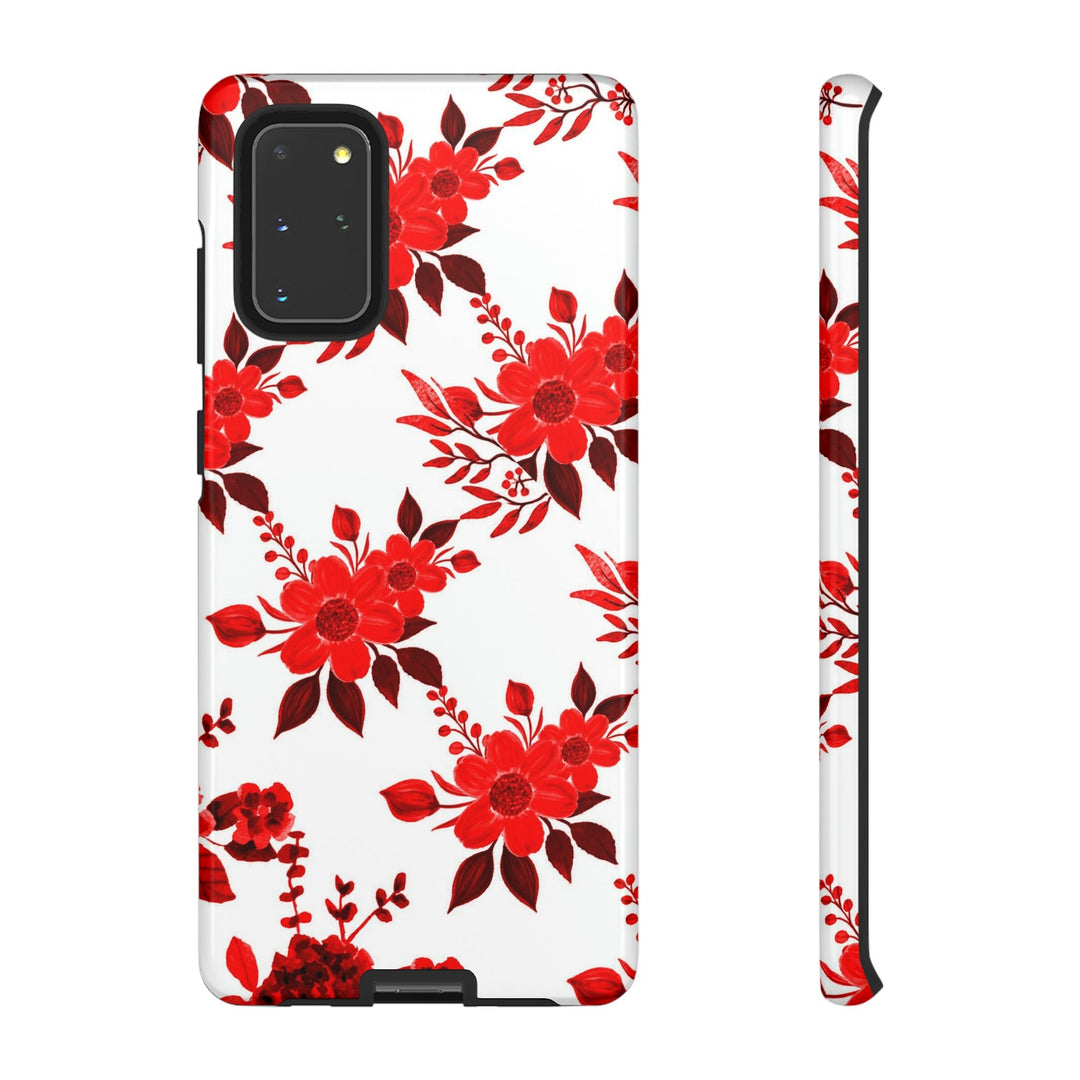 Cute Samsung Phone Case | Aesthetic Samsung Phone Case | Galaxy S23, S22, S21, S20 | Red White Flowers, Protective Phone Case - Studio40ParkLane