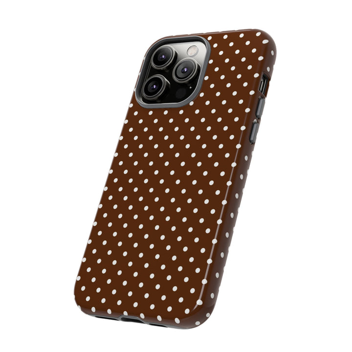 Aesthetic Tough Mocha Brown Polka Dots Premium Phone Case - For iPhone 17 Pro Max iPhone 16 Pro iPhone 15 Iphone 14 Plus 13 Pro 12 11 10 - Studio40ParkLane