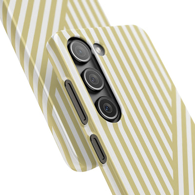 Aesthetic Yellow Beige Stripes Cute Phone Case Sleek Snap - For iPhone 17 Pro Max iPhone 16 Pro iPhone 15 Iphone 14 Plus 13 Pro 12 11 10 Gift