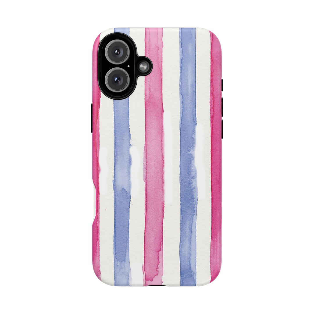 Tough Cute Pink Blue Stripes Phone Case, for IPhone 17 Pro Max | Iphone 17 Air, Iphone 16, IPhone 15, 14 13 12, Samsung Galaxy S26, S25, S24, S23 - Studio40ParkLane