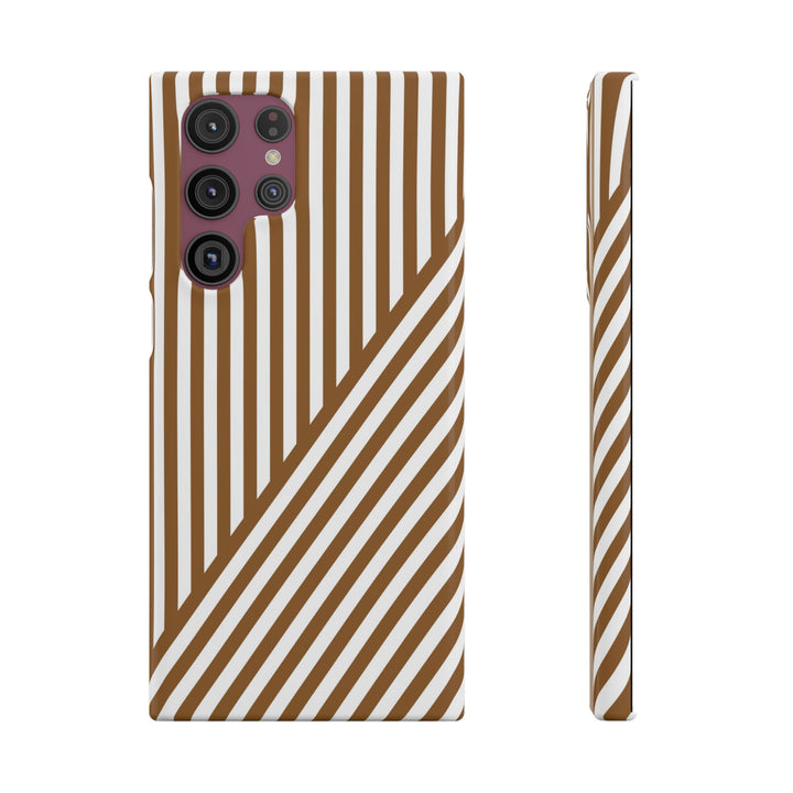 Aesthetic Mocha Brown Stripes Cute Phone Case Sleek Snap - For iPhone 17 Pro Max iPhone 16 Pro iPhone 15 Iphone 14 Plus 13 Pro 12 11 10 Gift - Studio40ParkLane