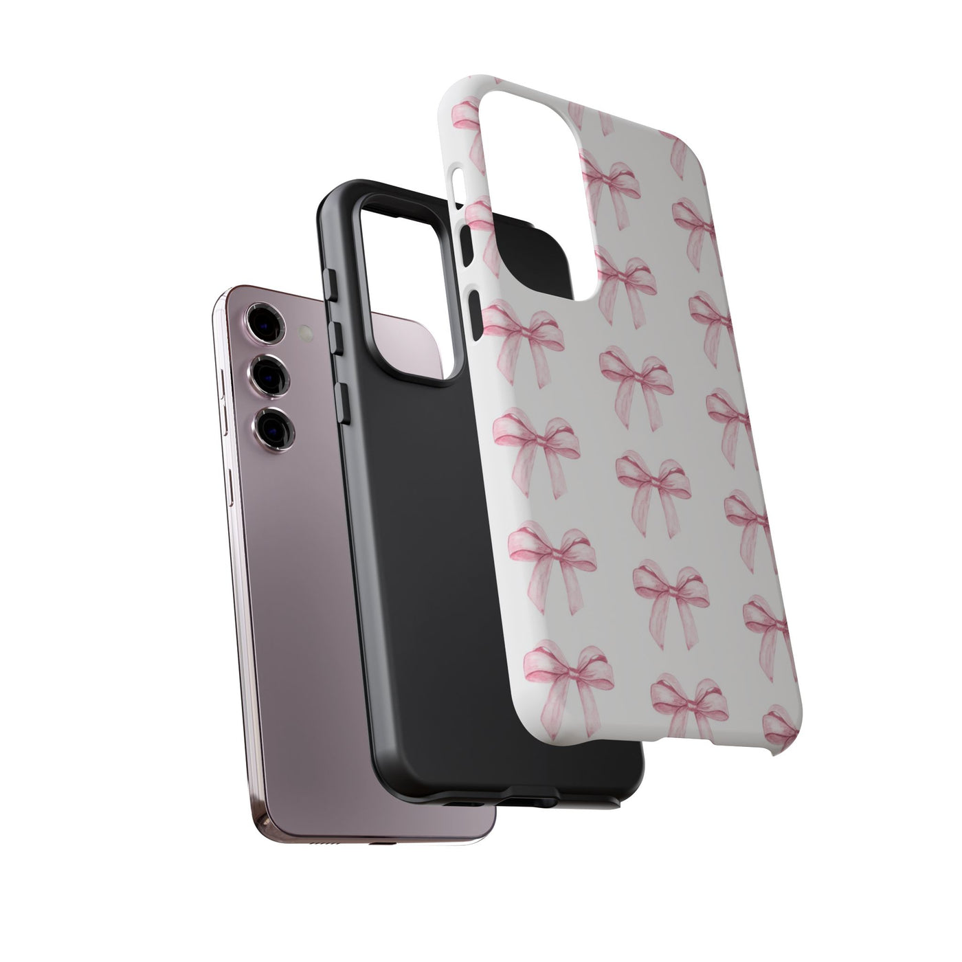 Pink Bows Cute Phone Case, for IPhone 16 Pro Max | Iphone 15, Iphone 14, IPhone 13 Case, 11 8 7, Samsung Galaxy S24, S23, S22, S21, 2 Layer Protection