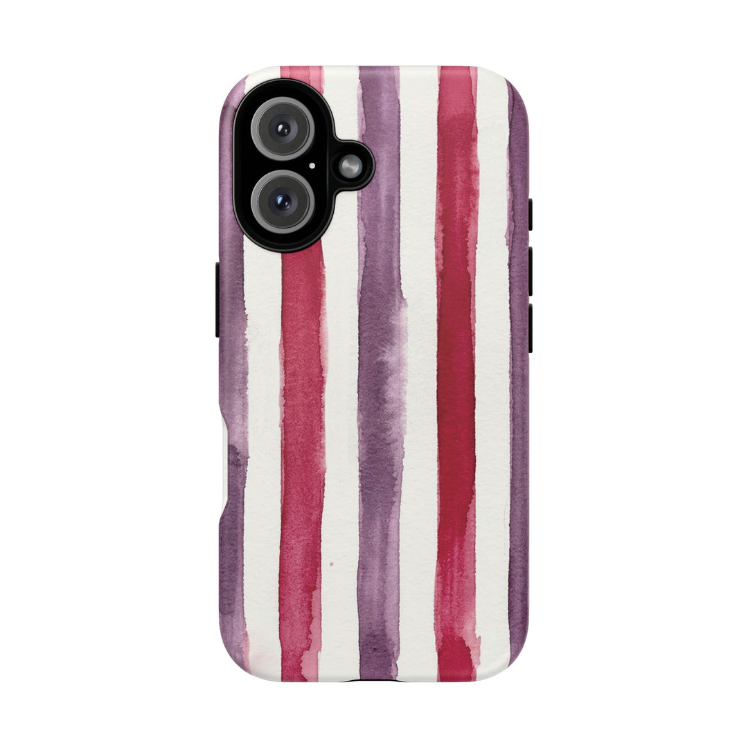 Tough Cute Wine Red Purple Stripes Phone Case, for IPhone 17 Pro Max | Iphone 17 Air, Iphone 16, IPhone 15, 14 13 12, Samsung Galaxy S26, S25, S24, S23 - Studio40ParkLane