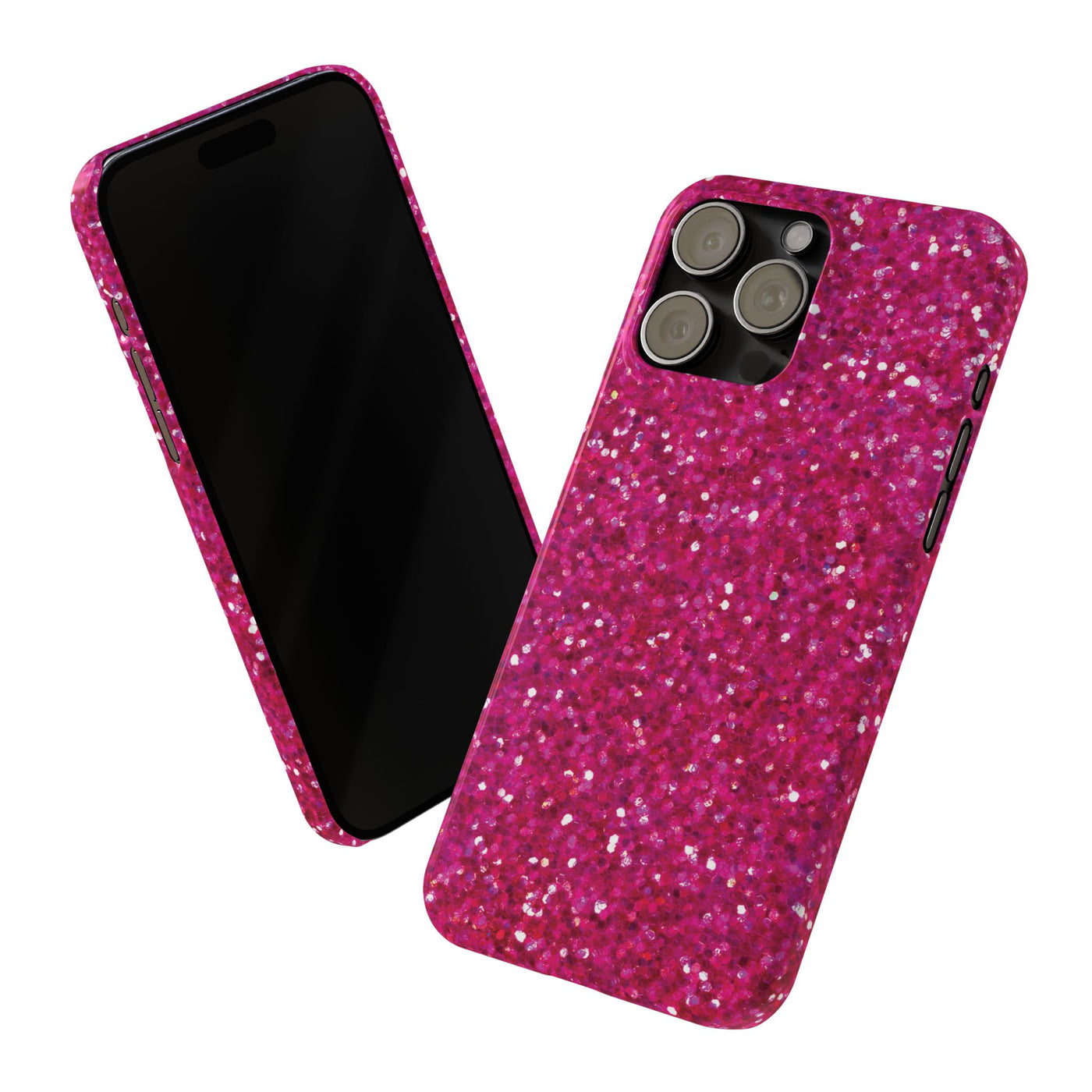 Slim Muted Pink Faux Play on Glitter Effect Cute Phone Cases for Iphone 16 Pro Max | iPhone 15 Case | iPhone 15 Pro Max Case, Iphone 14, Iphone 14 Pro Max, Iphone 13 12 11 8 7