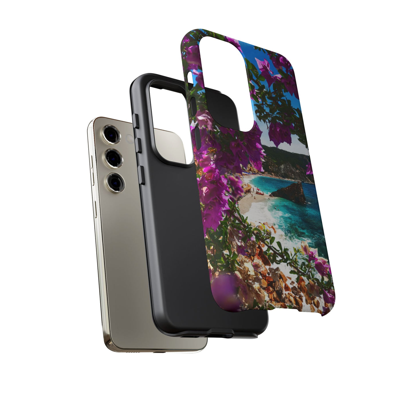 Impact Resistant, Bougainvillea Seaview, Cute Phone Cases for Samsung S24, S23, S22, S21, IPhone 15 pro Iphone 14 pro Iphone 13 IPhone 12 Iphone 11