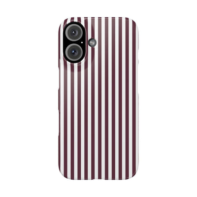 Slim Burgundy Wine Striped Cute Phone Case for Iphone 16 - | iPhone 15 Pro Max Case | iPhone 14 Case Iphone 13 12 11 10 9 8 7 Gift for Her - Studio40ParkLane