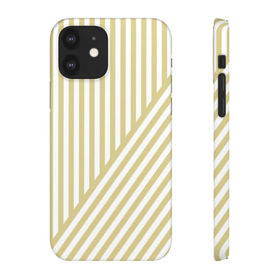 Aesthetic Yellow Beige Stripes Cute Phone Case Sleek Snap - For iPhone 17 Pro Max iPhone 16 Pro iPhone 15 Iphone 14 Plus 13 Pro 12 11 10 Gift