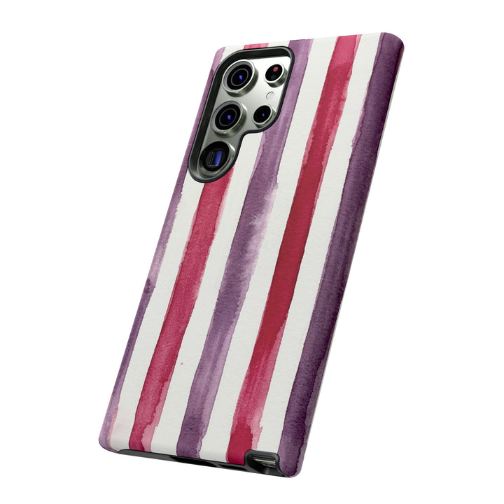 Tough Cute Wine Red Purple Stripes Phone Case, for IPhone 17 Pro Max | Iphone 17 Air, Iphone 16, IPhone 15, 14 13 12, Samsung Galaxy S26, S25, S24, S23 - Studio40ParkLane