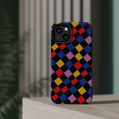 Aesthetic Colorful Checkerboard Tough Magsafe Phone Case - For iPhone 17 Pro Max iPhone 16 Pro iPhone 15 Iphone 14 Plus 13 Pro 12 11 Gift - Studio40ParkLane