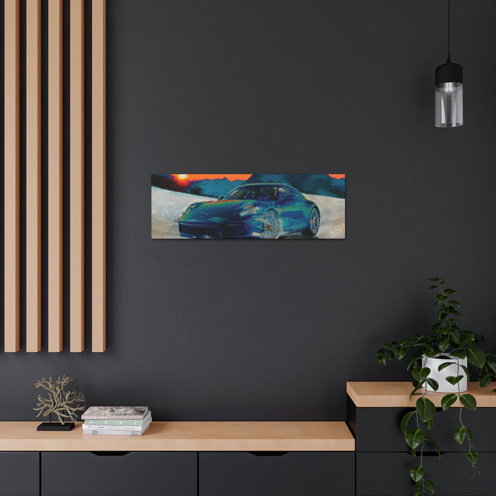 Porsche Wall Art on Canvas Print Gallery Wrapped - Gorgeous Porsche 911 Carrera Wall Art - Set in the mountains with a Sunset - Home Decor - Studio40ParkLane