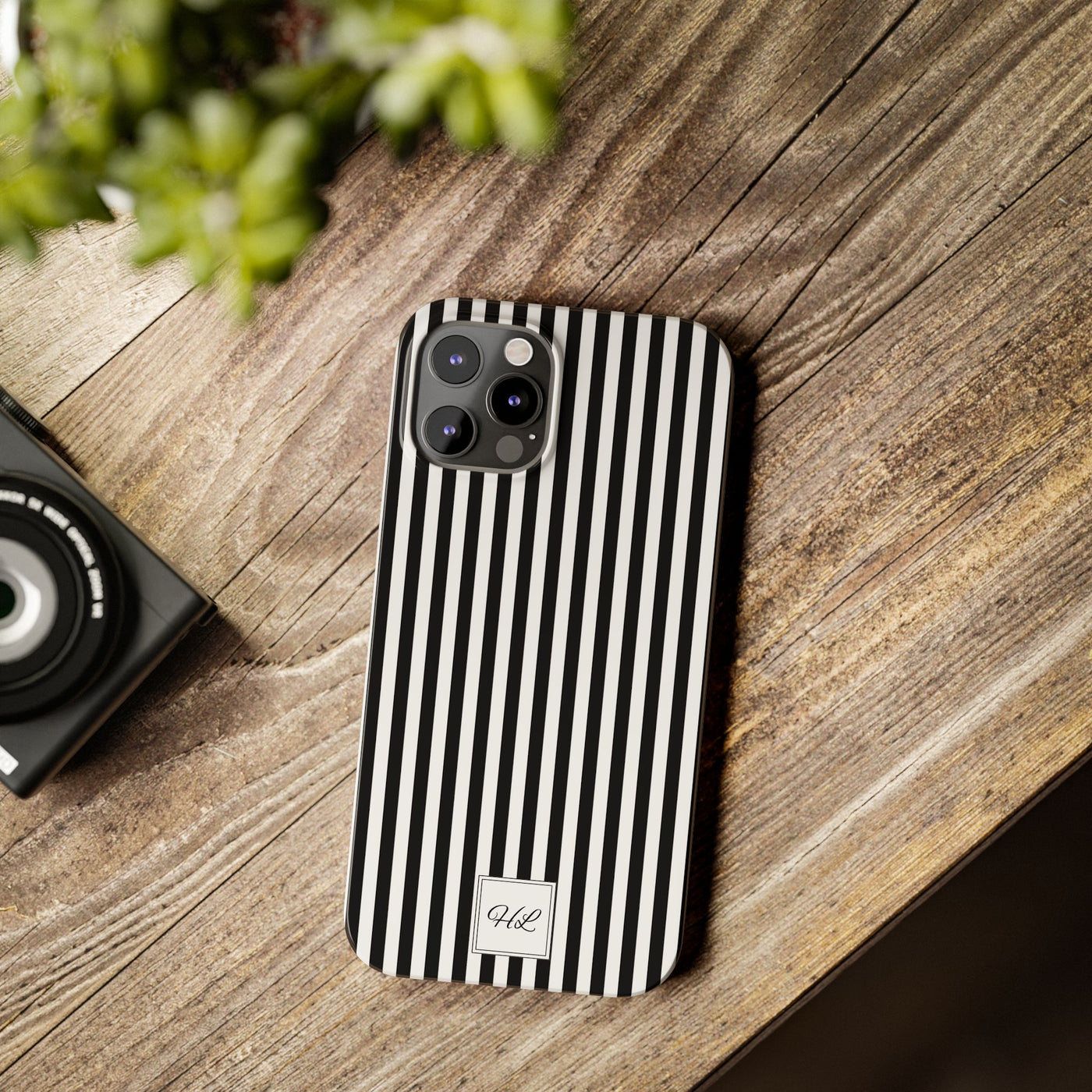 Slim Custom Personalized Black White Striped Phone Case for Iphone 16 - | iPhone 15 Pro Max Case | iPhone 14 Case Iphone 13 12 11 10 9 8 - Studio40ParkLane