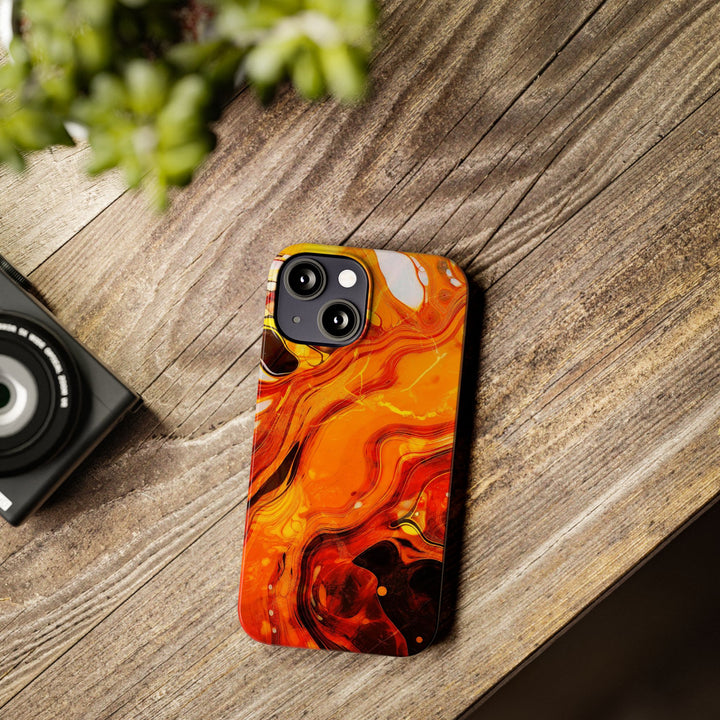 Slim Cute Phone Cases for Iphone - | iPhone 15 Case | iPhone 15 Pro Max Case, Iphone 14 Case, Iphone 14 Pro Max, Iphone 13, Marble Orange Yellow - Studio40ParkLane
