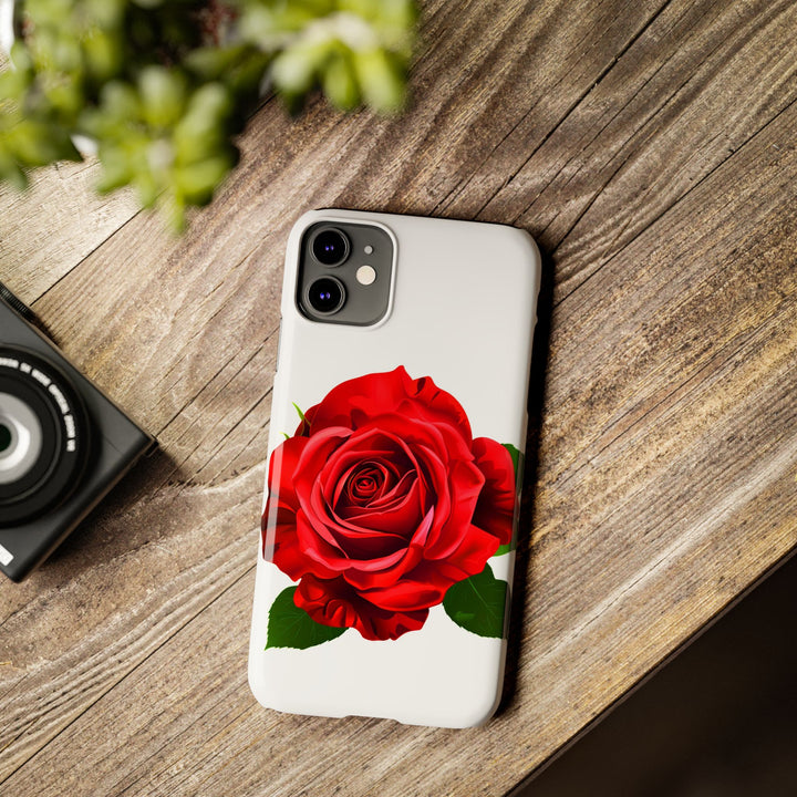 Slim Red Rose Flowers Gift for Her Cute Phone Cases for Iphone 16 Pro Max | iPhone 15 Case | iPhone 15 Pro Max Case, Iphone 14, Iphone 14 Pro Max, Iphone 13 12 11 8 7 - Studio40ParkLane