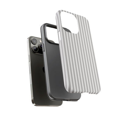 Tough Premium Ash Grey Stripes Phone Case Gift for Her - For Apple iPhone 16 Pro Max 16e iPhone 15 Pro iPhone Iphone 14 Plus 13 Pro 12 SE XR - Studio40ParkLane