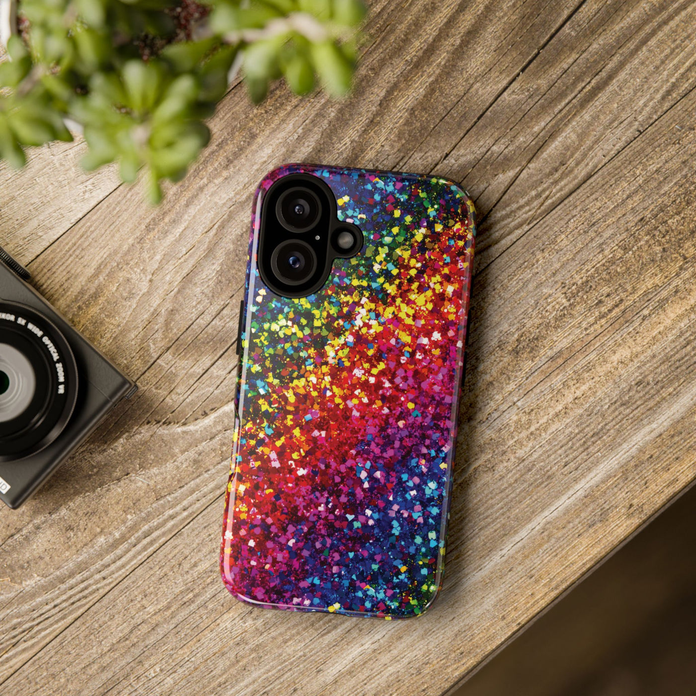 Faux Chic Play on Glitter Effect Cute Phone Case, for IPhone 16 pro Max | Iphone 15, Iphone 14, IPhone 13 Case, 11 8 7, Samsung Galaxy S24, S23, S22, S21, 2 Layer Protection