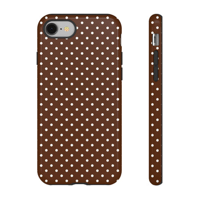 Aesthetic Tough Mocha Brown Polka Dots Premium Phone Case - For iPhone 17 Pro Max iPhone 16 Pro iPhone 15 Iphone 14 Plus 13 Pro 12 11 10 - Studio40ParkLane