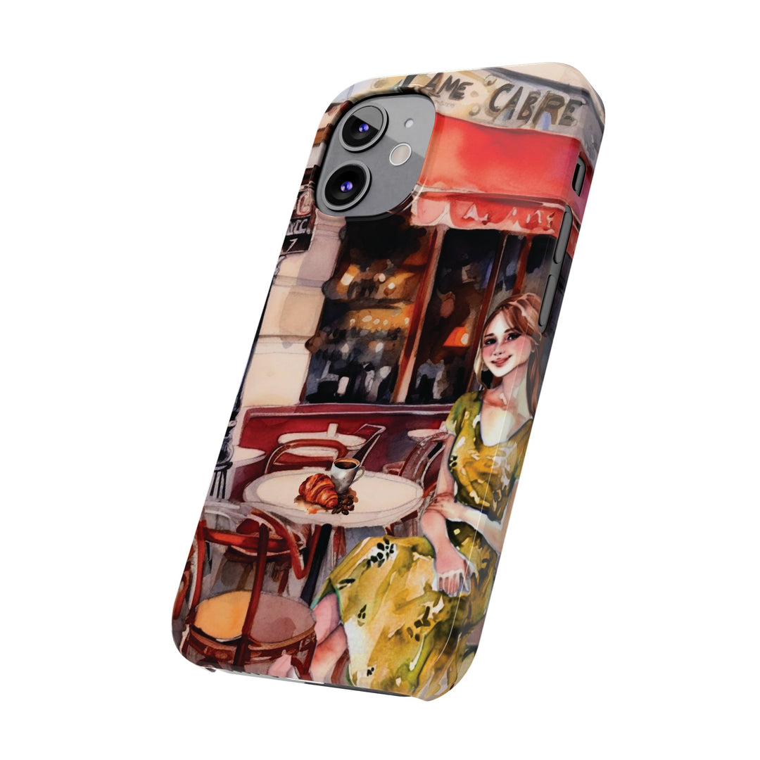Slim Cute Phone Cases for Iphone - | iPhone 15 Case | iPhone 15 Pro Max Case, Iphone 14 Case, Iphone 14 Pro Max, Iphone 13, Paris Cafe Coffee Croissant - Studio40ParkLane