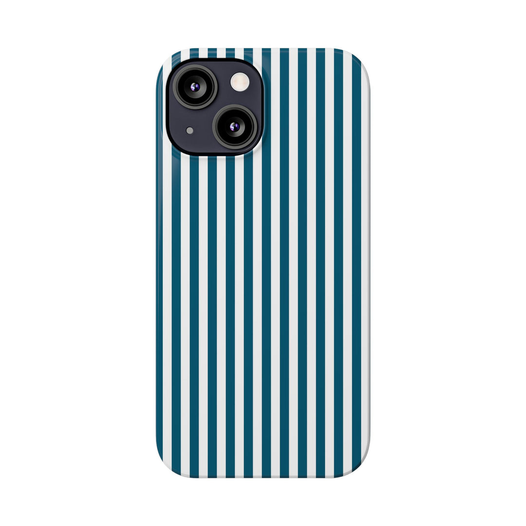 Slim Teal Blue Striped Cute Phone Case for Iphone 16 - | iPhone 15 Pro Max Case | iPhone 14 Case Iphone 13 12 11 10 9 8 7 X XS Gift for Her - Studio40ParkLane