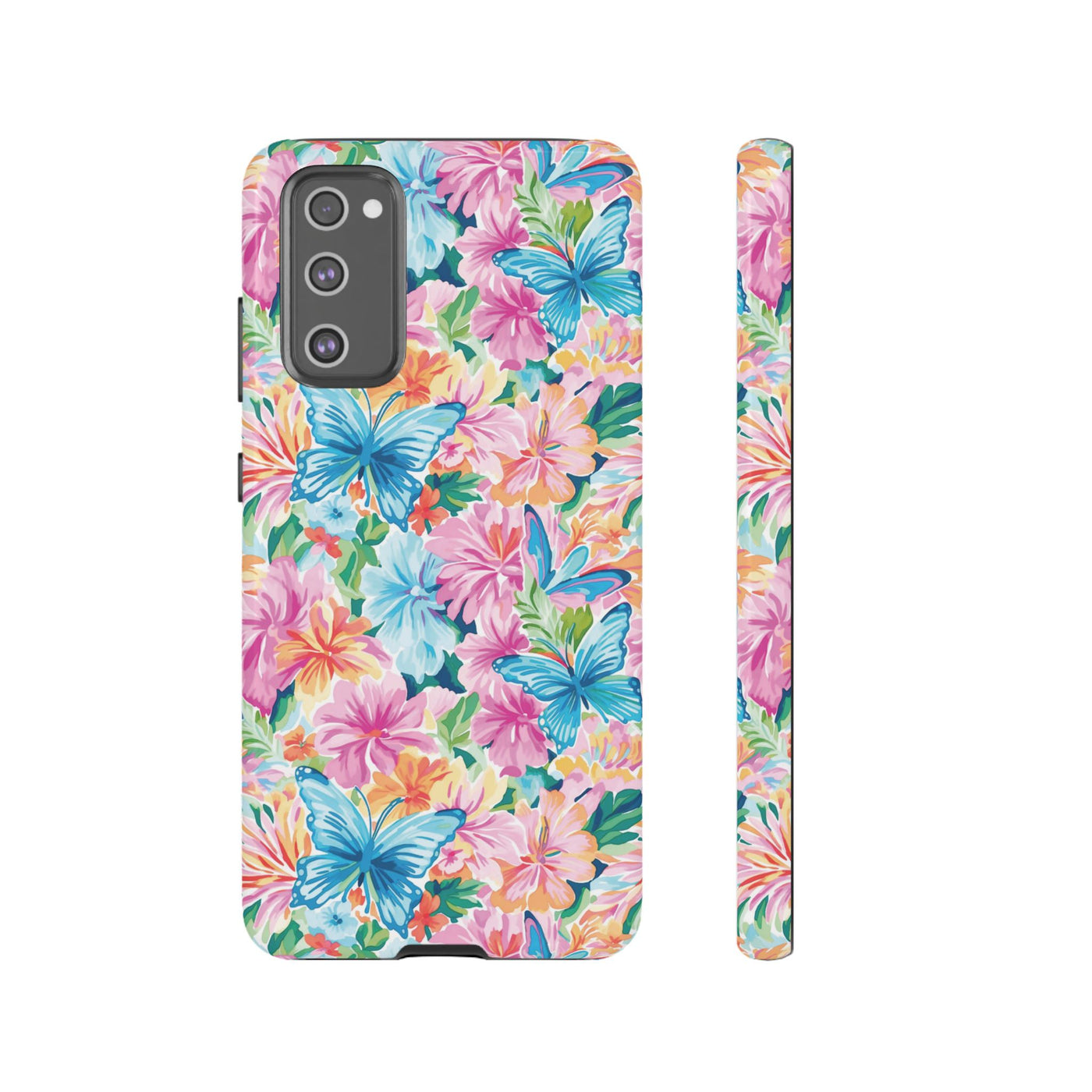 Premium Tough Butterflies Flowers Cute Phone Cases for Samsung S24, S23, S22, S21, S20, Plus and Ultra, Iphone 16 Pro Max,15, 14, 13, 12, 11, 10