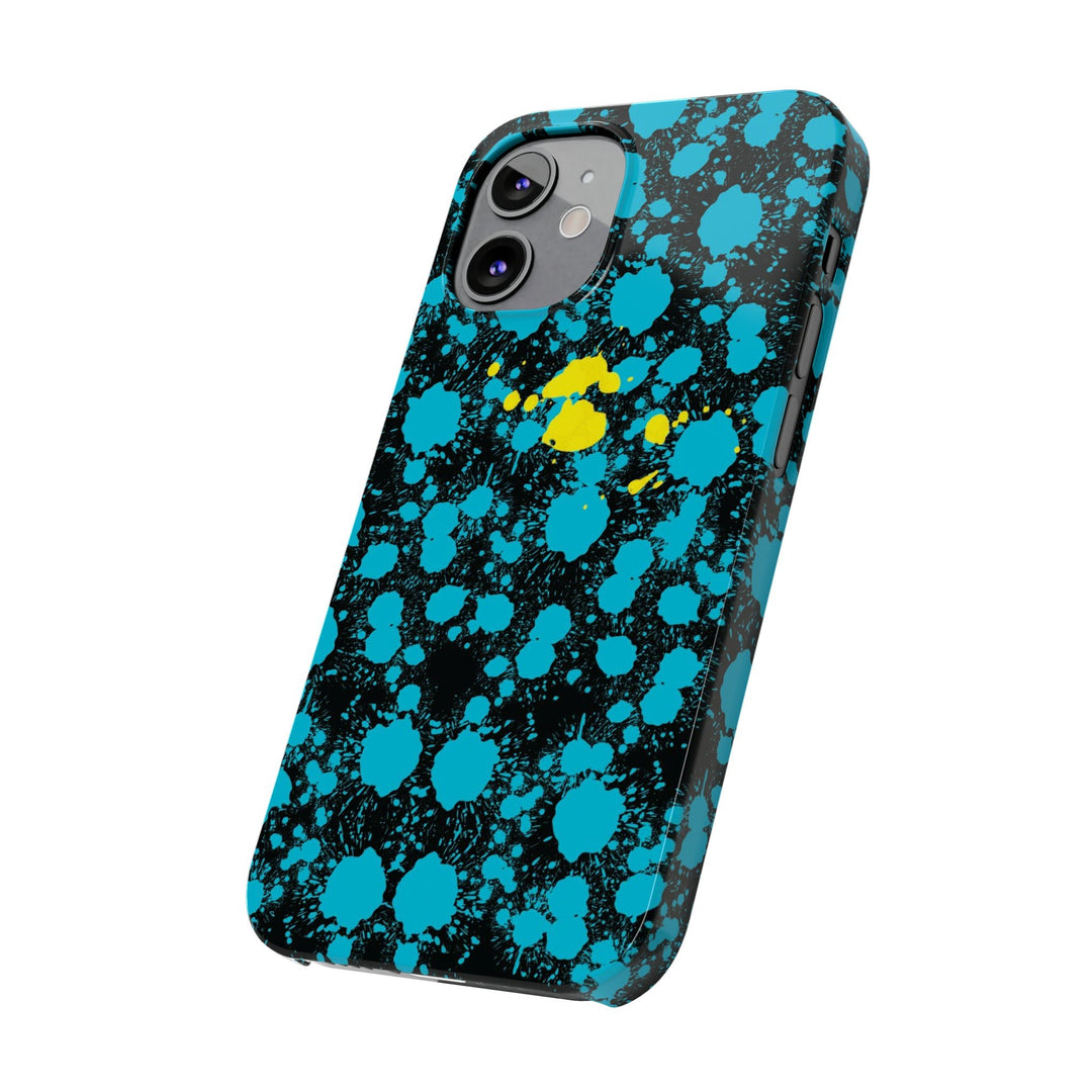 Slim Cute Phone Cases for Iphone - | iPhone 15 Case | iPhone 15 Pro Max Case, Iphone 14 Case, Iphone 14 Pro Max, Iphone 13, Paint Splash Blue Yellow - Studio40ParkLane
