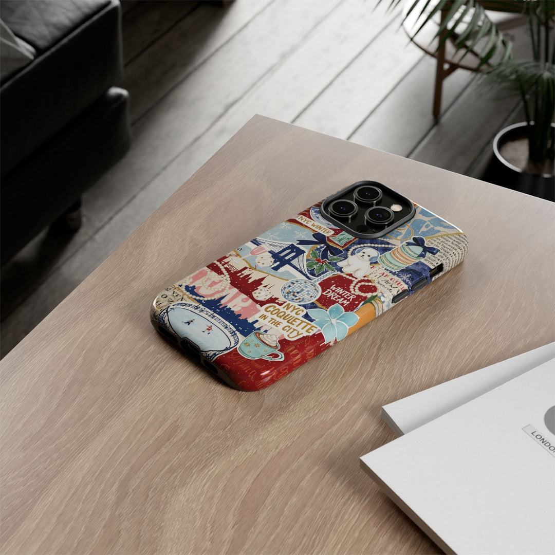 New York Winter Coquette Collage Tough Premium Phone Case - For iPhone 17 Pro Max iPhone 16 Pro iPhone 15 Iphone 14 Plus 13 Pro 12 11 10 XR