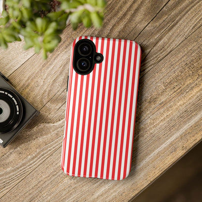 Tough Premium Poppy Red Stripes Phone Case Gift for Her - For Apple iPhone 16 Pro Max 16e iPhone 15 Pro iPhone Iphone 14 Plus 13 Pro 12 SE XR - Studio40ParkLane