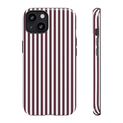 Tough Premium Burgundy Stripes Phone Case Gift for Her - For Apple iPhone 16 Pro Max 16e iPhone 15 Pro iPhone Iphone 14 Plus 13 Pro 12 SE XR - Studio40ParkLane