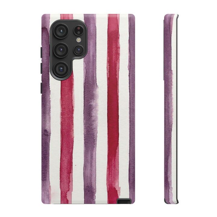 Tough Cute Wine Red Purple Stripes Phone Case, for IPhone 17 Pro Max | Iphone 17 Air, Iphone 16, IPhone 15, 14 13 12, Samsung Galaxy S26, S25, S24, S23 - Studio40ParkLane