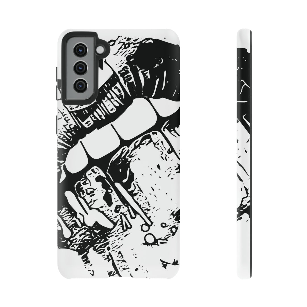Cute Samsung Phone Case | Aesthetic Samsung Phone Case | Smile Lips Black White | Galaxy S23, S22, S21, S20 | Luxury Double Layer | Cool - Studio40ParkLane