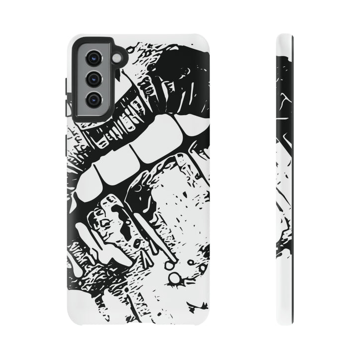 Cute Samsung Phone Case | Aesthetic Samsung Phone Case | Smile Lips Black White | Galaxy S23, S22, S21, S20 | Luxury Double Layer | Cool - Studio40ParkLane