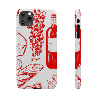 Slim Cute Phone Cases for Iphone  | iPhone 15 Case | iPhone 15 Pro Max Case, Iphone 14, Iphone 14 Pro Max, Iphone 13, French Food Wine Red