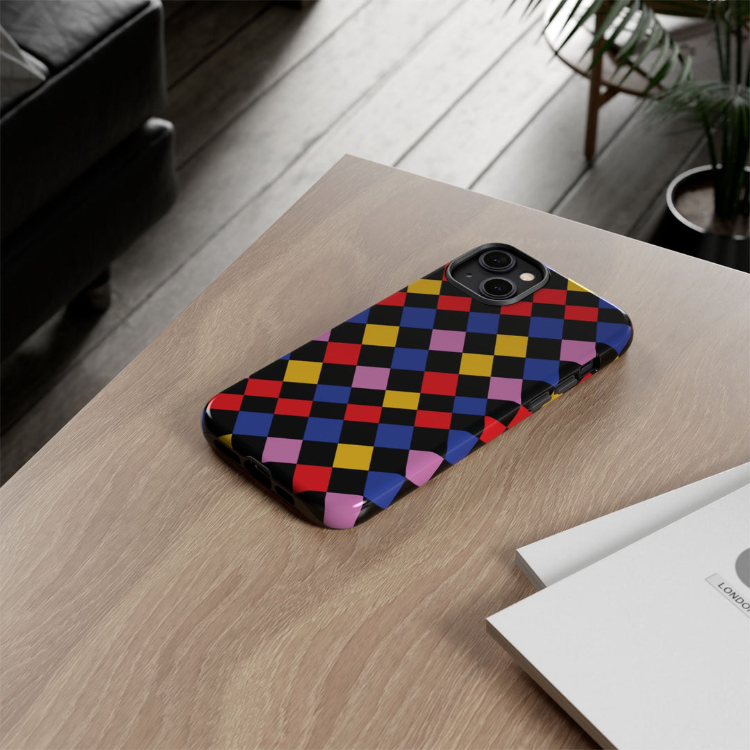 Aesthetic Tough Colorful Checkerboard Phone Case Premium - For iPhone 17 Pro Max iPhone 16 Pro iPhone 15 Iphone 14 Plus 13 Pro 12 11 10 XR - Studio40ParkLane