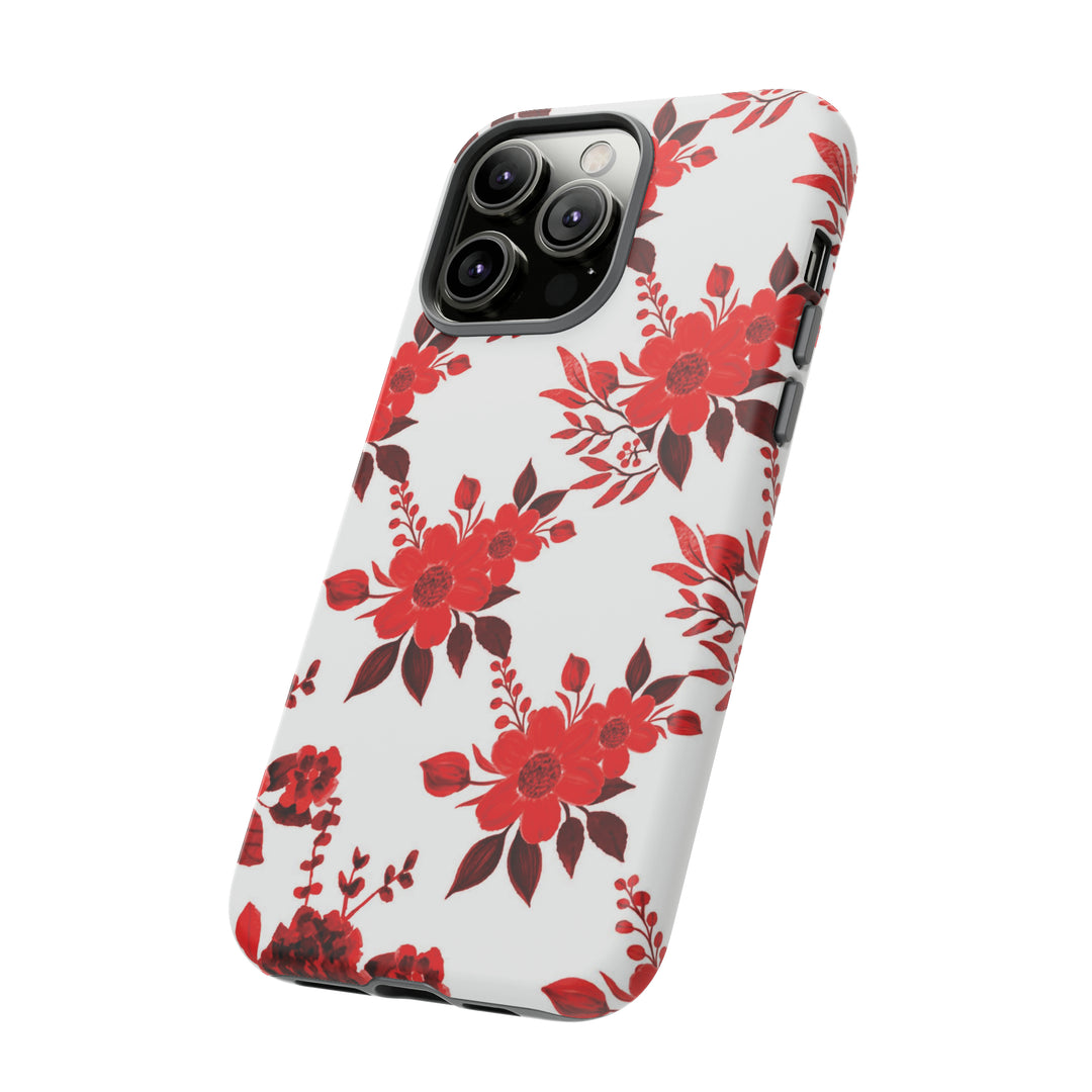 Cute IPhone Case | Red White Flowers, iPhone 15 Case | iPhone 15 Pro Case, Iphone 14 Case, Iphone 14 Pro Max Case, Protective Iphone Case - Studio40ParkLane