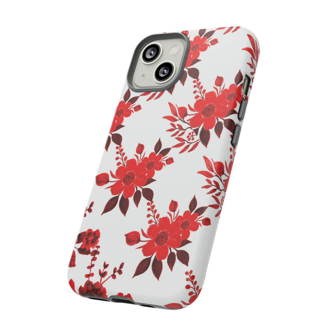 Cute IPhone Case | Red White Flowers, iPhone 15 Case | iPhone 15 Pro Case, Iphone 14 Case, Iphone 14 Pro Max Case, Protective Iphone Case - Studio40ParkLane