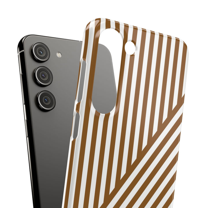 Aesthetic Mocha Brown Stripes Cute Phone Case Sleek Snap - For iPhone 17 Pro Max iPhone 16 Pro iPhone 15 Iphone 14 Plus 13 Pro 12 11 10 Gift - Studio40ParkLane