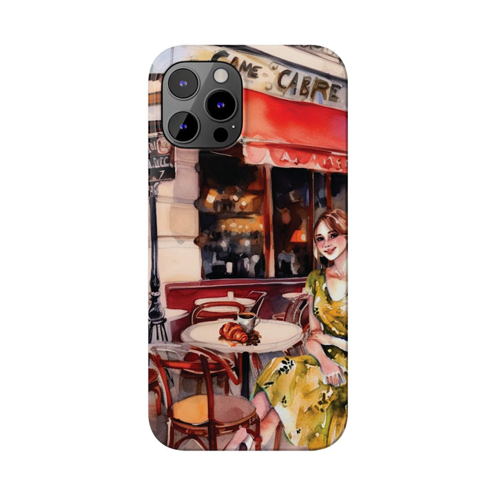 Slim Cute Phone Cases for Iphone - | iPhone 15 Case | iPhone 15 Pro Max Case, Iphone 14 Case, Iphone 14 Pro Max, Iphone 13, Paris Cafe Coffee Croissant - Studio40ParkLane
