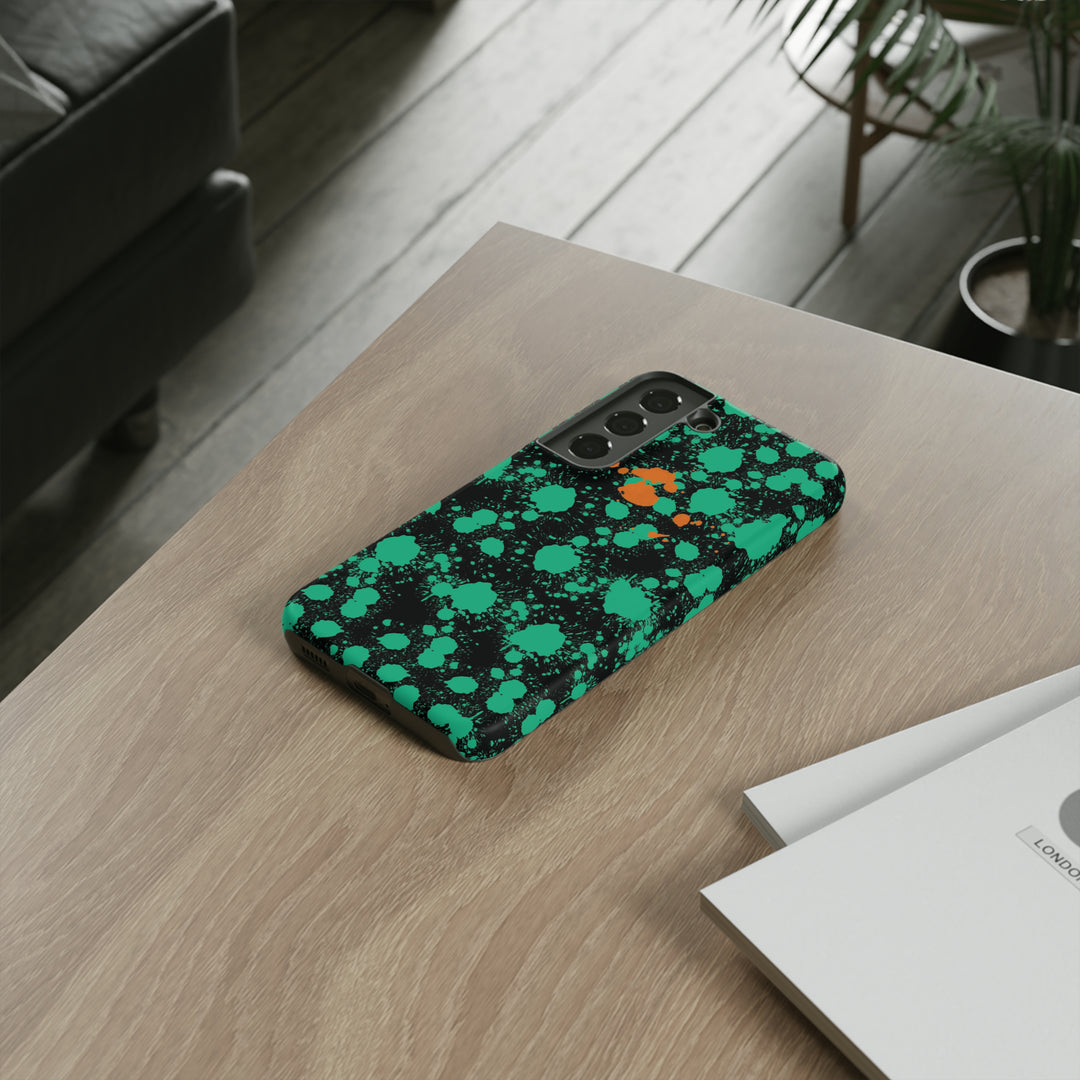 Cute Samsung Phone Case | Aesthetic Samsung Phone Case | Paint Splash Green Orange | Galaxy S23, S22, S21, S20 | Luxury Double Layer | Cool - Studio40ParkLane
