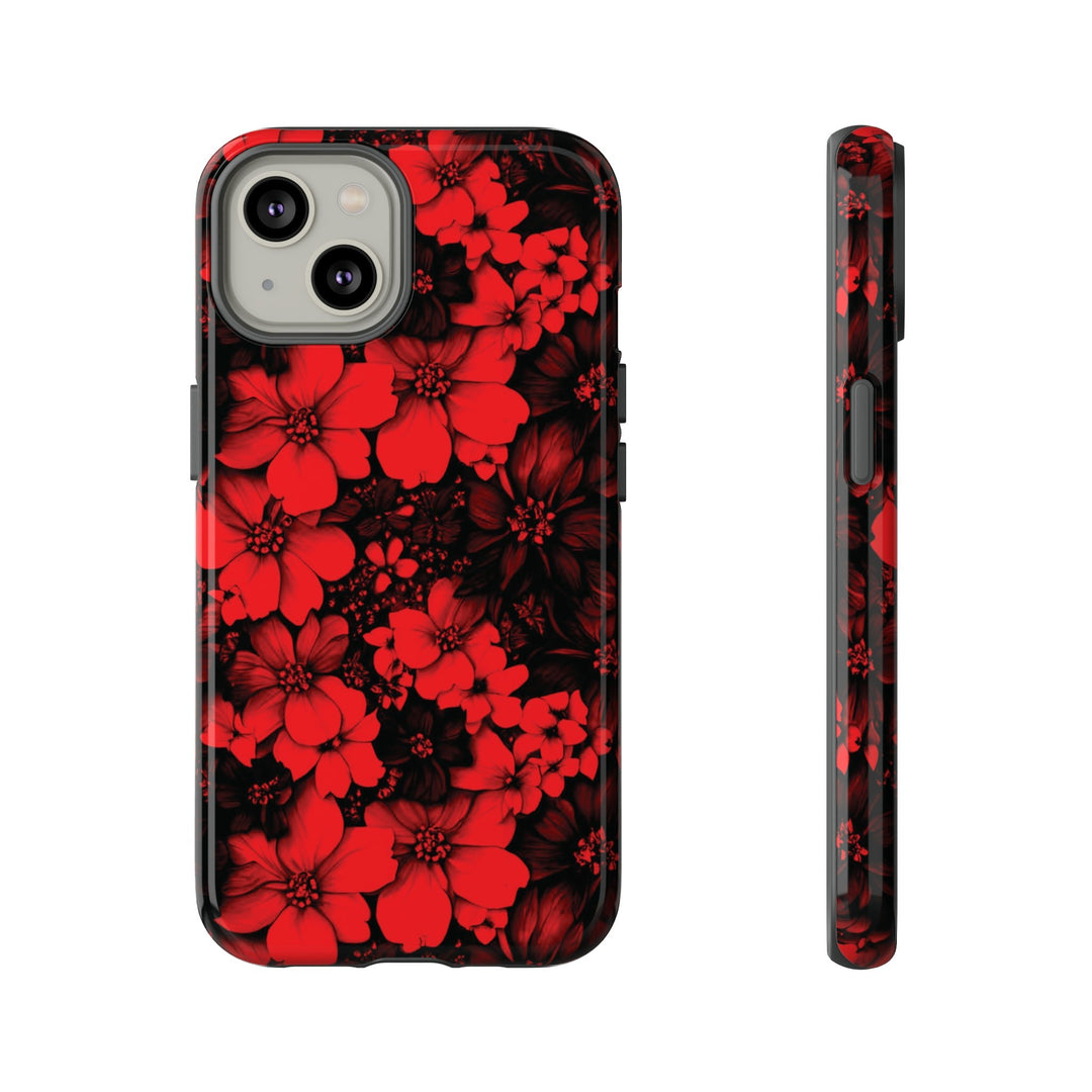 Cute IPhone Case | Red Black Flowers, iPhone 15 Case | iPhone 15 Pro Case, Iphone 14 Case, Iphone 14 Pro Max Case, Protective Iphone Case - Studio40ParkLane