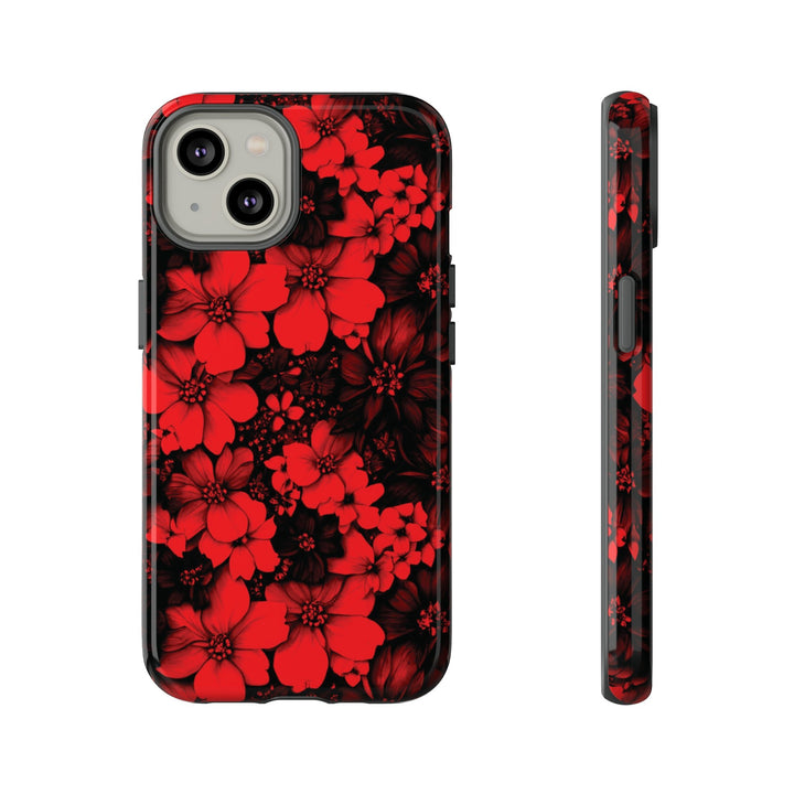 Cute IPhone Case | Red Black Flowers, iPhone 15 Case | iPhone 15 Pro Case, Iphone 14 Case, Iphone 14 Pro Max Case, Protective Iphone Case - Studio40ParkLane