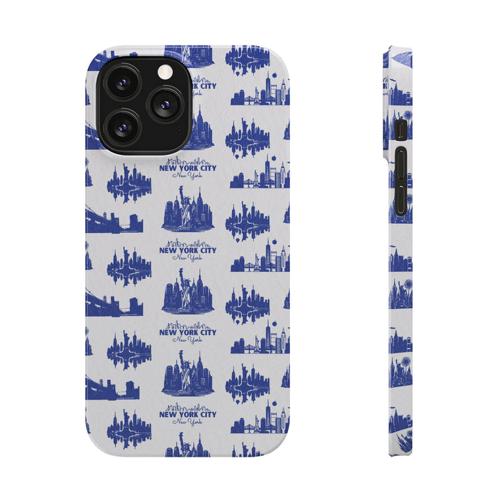Slim New York Skyline Blue Collage Coquette Gift for Her Cute Phone Cases for Iphone 16 Pro Max | iPhone 15 Case | iPhone 15 Pro Max Case, Iphone 14, Iphone 14 Pro Max, Iphone 13 12 11 8 7 - Studio40ParkLane