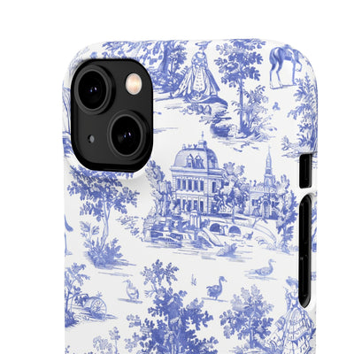 Snap Blue Vintage French Toile Cute Phone Cases for Samsung Galaxy S24, S23, S22, S21, S20, Plus, Ultra, Iphone 16, 15, 14, Pro and Max