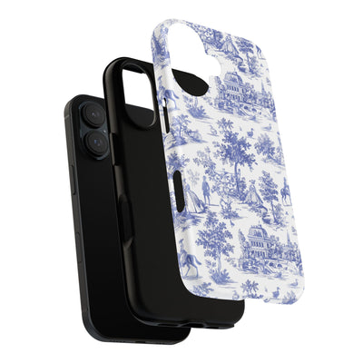 Premium Tough Blue French Toile Gift for Her Cute Phone Cases for Samsung and Iphone, 16, 15, 14, S24, S23, S22, S21, S20, Plus, Ultra, Pro