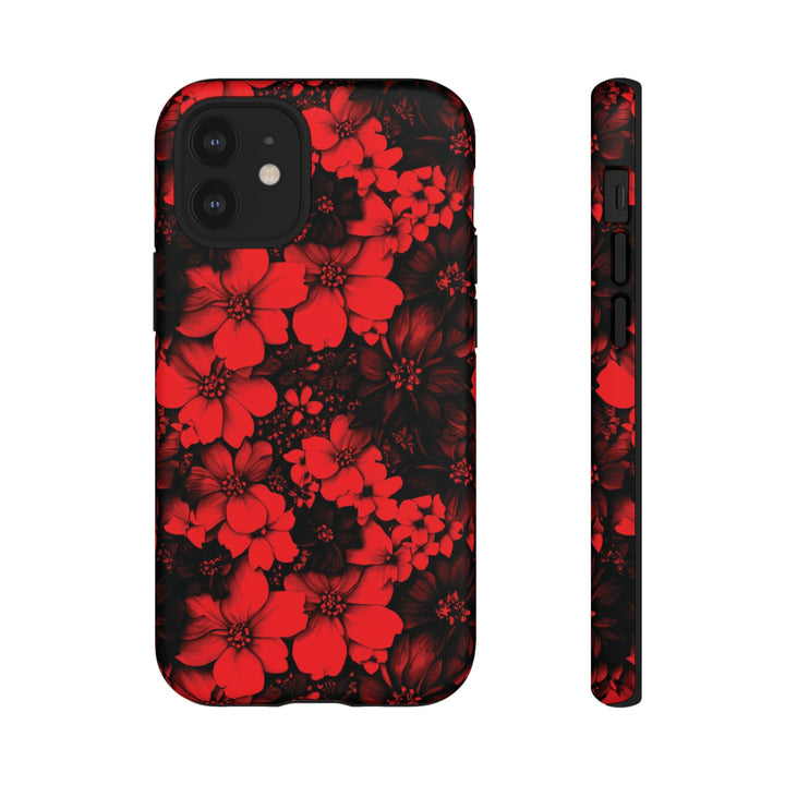 Cute IPhone Case | Red Black Flowers, iPhone 15 Case | iPhone 15 Pro Case, Iphone 14 Case, Iphone 14 Pro Max Case, Protective Iphone Case - Studio40ParkLane