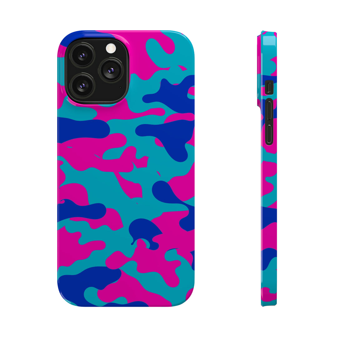 Slim Cute Phone Cases for Iphone - | iPhone 15 Case | iPhone 15 Pro Max Case, Iphone 14 Case, Iphone 14 Pro Max, Iphone 13, Blue Pink Camouflage - Studio40ParkLane