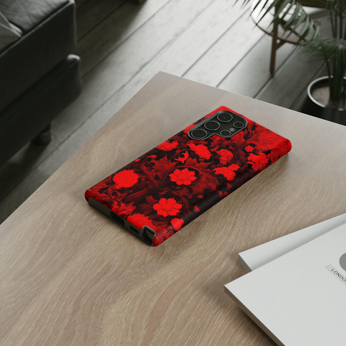 Cute Samsung Phone Case | Aesthetic Samsung Phone Case | Galaxy S23, S22, S21, S20 | Red Flowers, Protective Phone Case