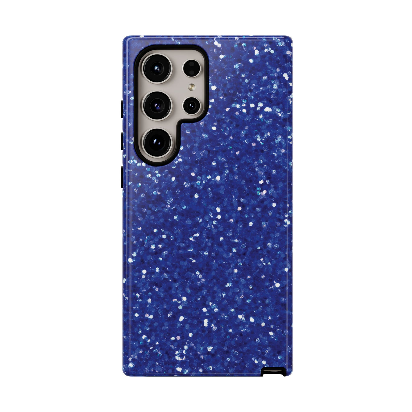 Chic Blue Faux Play on Glitter Effect Cute Phone Case, for IPhone 16 pro Max | Iphone 15, Iphone 14, IPhone 13 Case, 11 8 7, Samsung Galaxy S24, S23, S22, S21, 2 Layer Protection