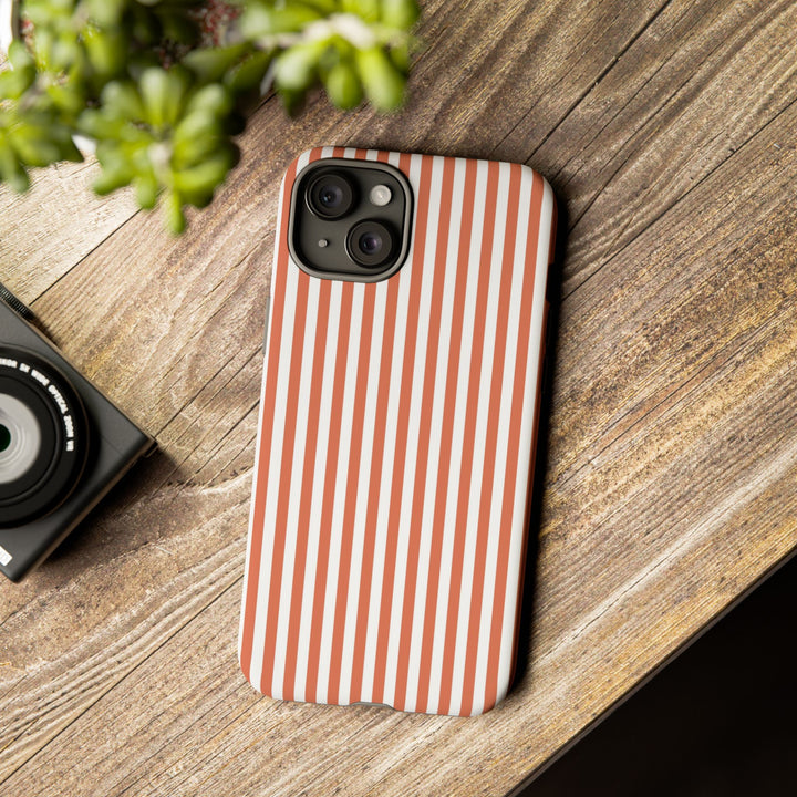 Tough Premium Peach Stripes Phone Case Gift for Her - For Apple iPhone 16 Pro Max 16e iPhone 15 Pro iPhone Iphone 14 Plus 13 Pro 12 SE XR - Studio40ParkLane