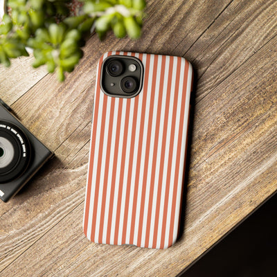 Tough Premium Peach Stripes Phone Case Gift for Her - For Apple iPhone 16 Pro Max 16e iPhone 15 Pro iPhone Iphone 14 Plus 13 Pro 12 SE XR - Studio40ParkLane