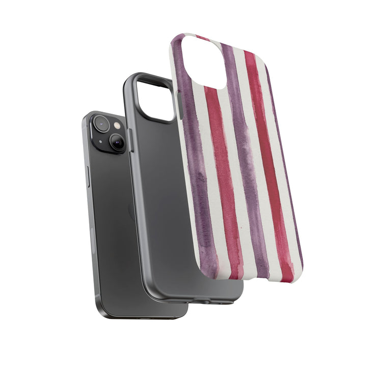 Tough Cute Wine Red Purple Stripes Phone Case, for IPhone 17 Pro Max | Iphone 17 Air, Iphone 16, IPhone 15, 14 13 12, Samsung Galaxy S26, S25, S24, S23 - Studio40ParkLane