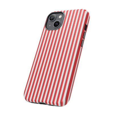 Tough Premium Poppy Red Stripes Phone Case Gift for Her - For Apple iPhone 16 Pro Max 16e iPhone 15 Pro iPhone Iphone 14 Plus 13 Pro 12 SE XR - Studio40ParkLane